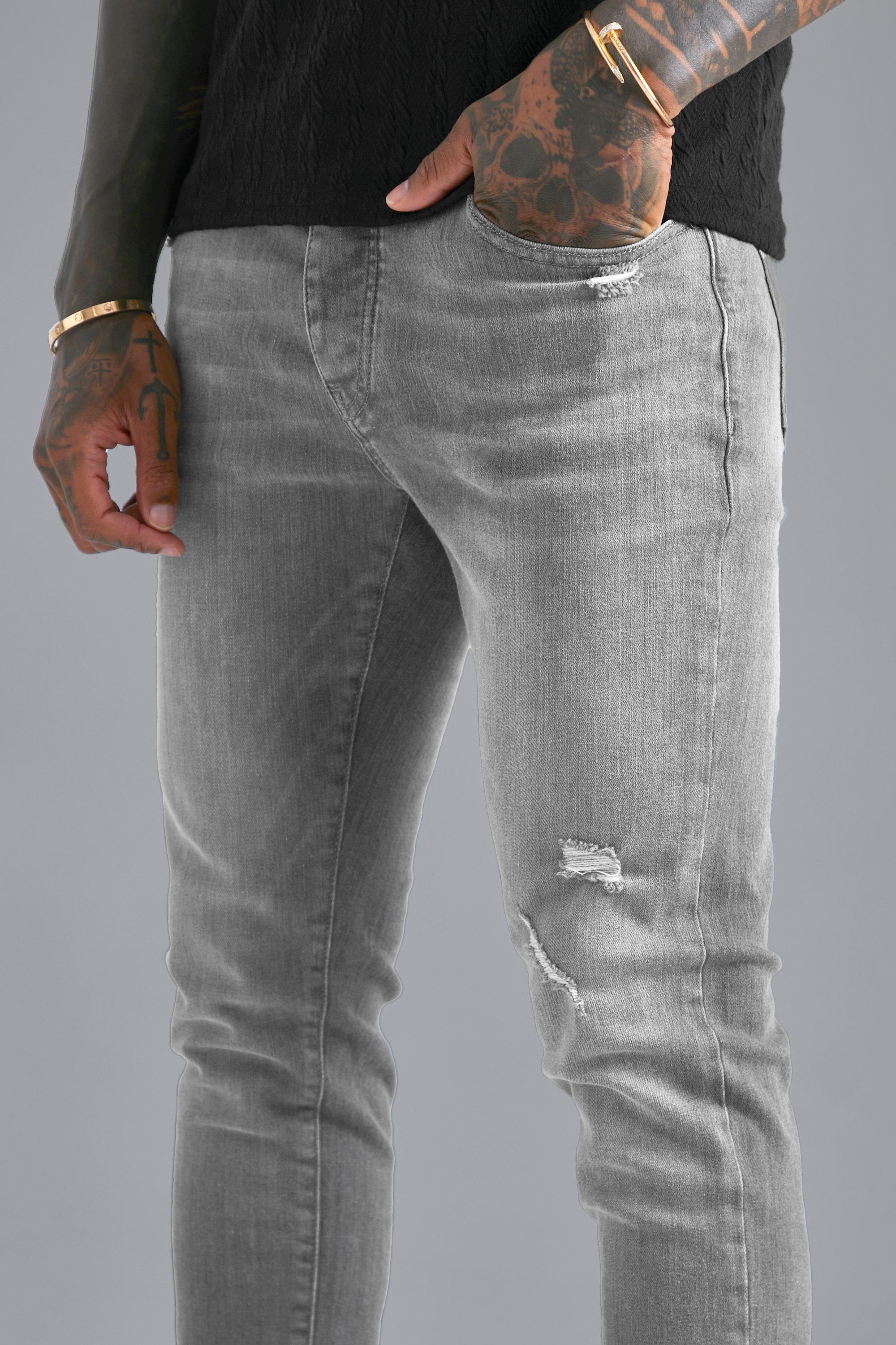 Distressed grey best sale skinny jeans